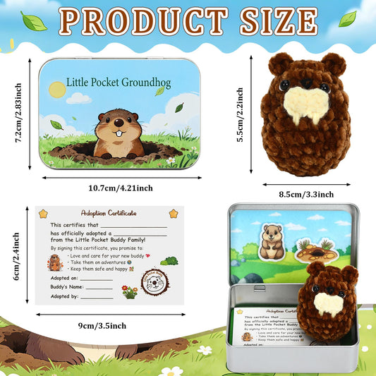 JULEASEL Groundhog Day mini tin scene with forest background for seasonal display