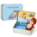 JULEASEL Little Otter Buddy inside tin, desk calm and gentle focus.