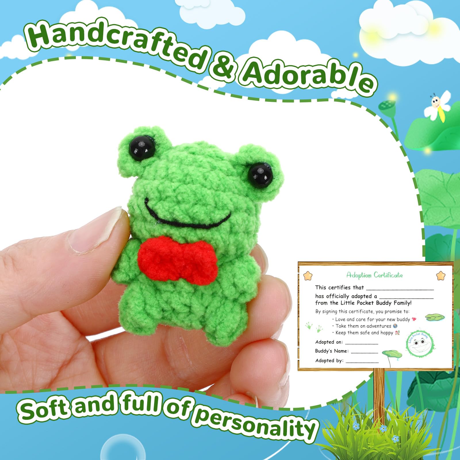 JULEASEL handcrafted green frog with fine details for a serene desk display.