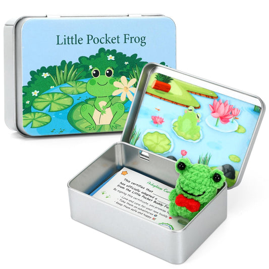 JULEASEL Little Pocket Frog main scene in a compact tin for on-the-go calm.