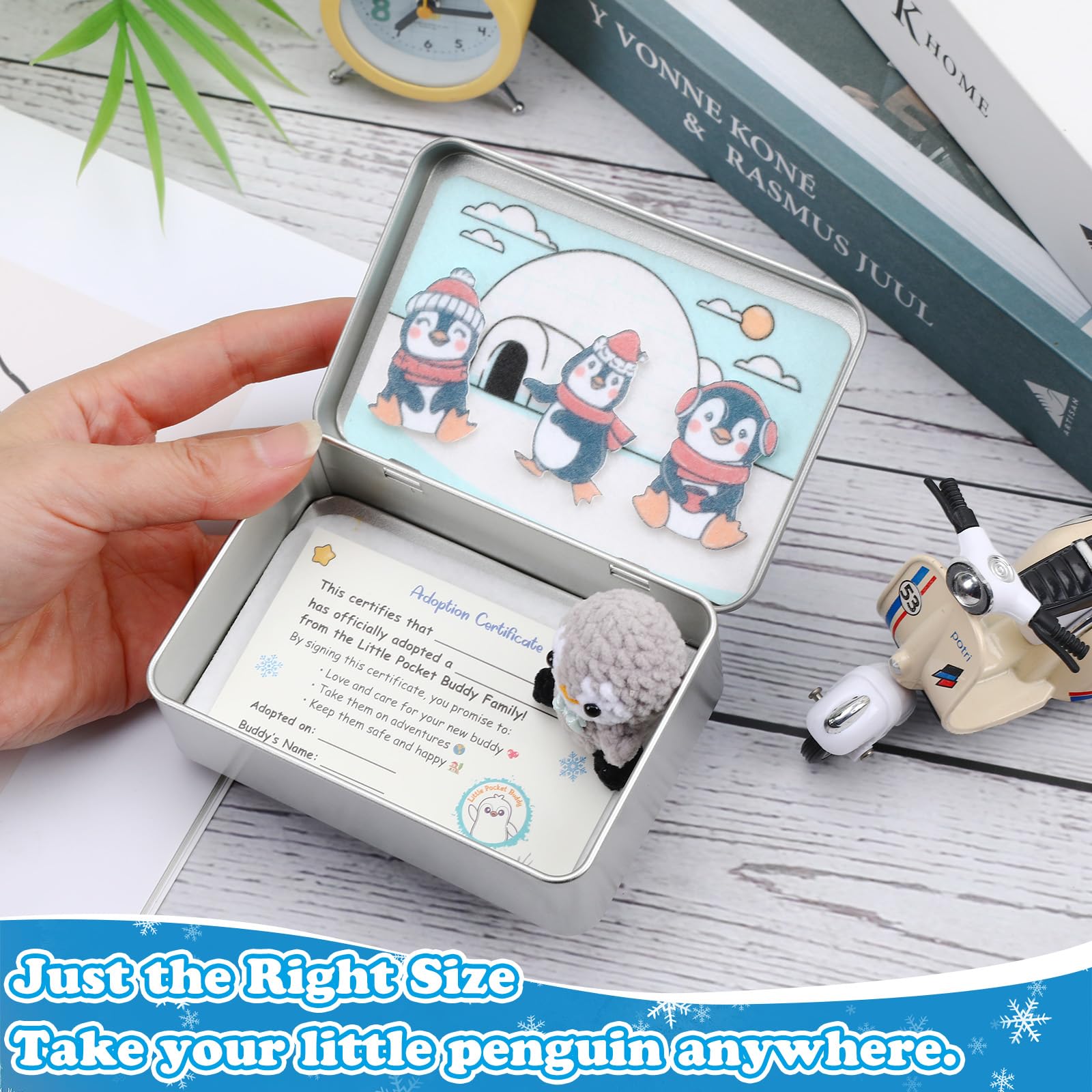 JULEASEL Little Pocket Penguin adoption certificate for personalization.