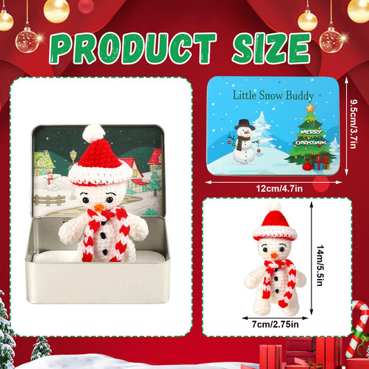 JULEASEL Little Snowman Buddy in a tin box, ready to gift.