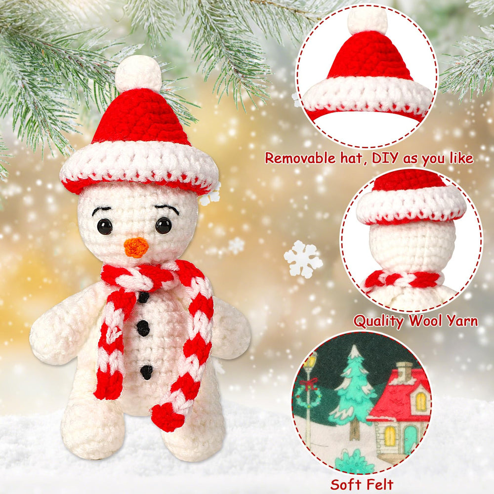 JULEASEL Soft knitted snowman close-up showing cozy texture.