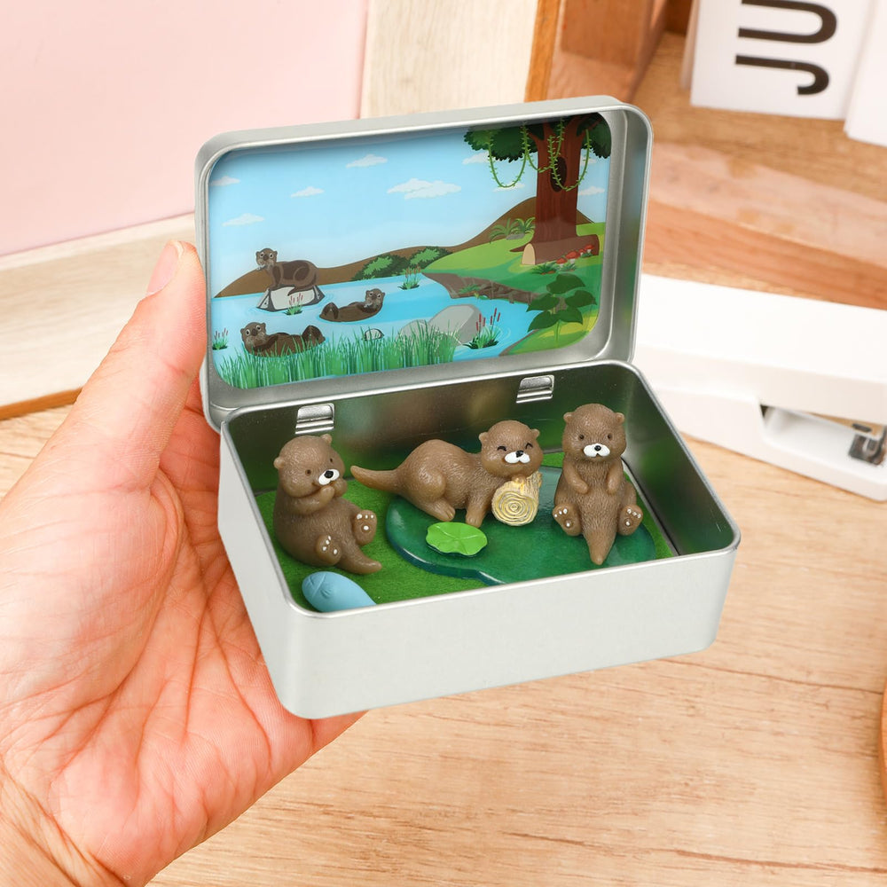 JULEASEL tree-stump scene offers a peaceful riverside retreat for kids.