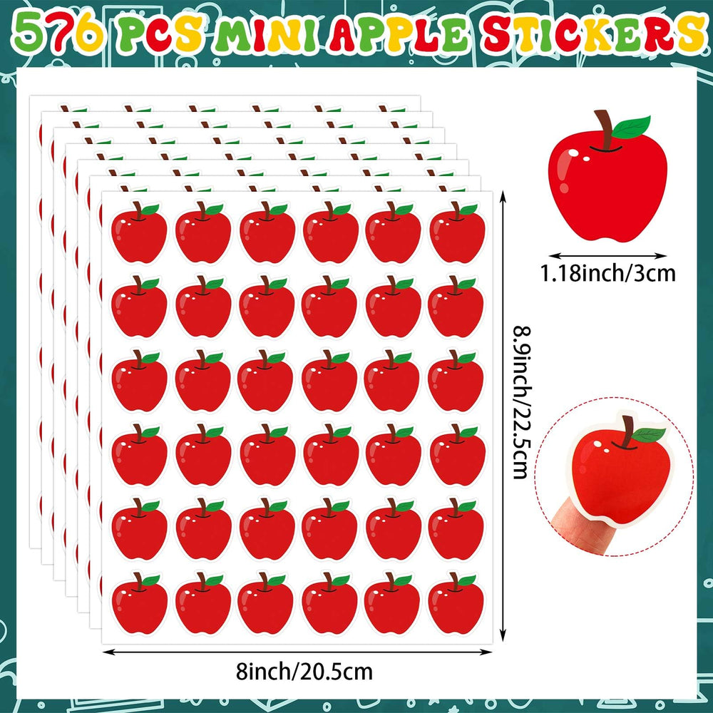 JULMELON 576 red apple stickers for kids—durable rewards and projects.