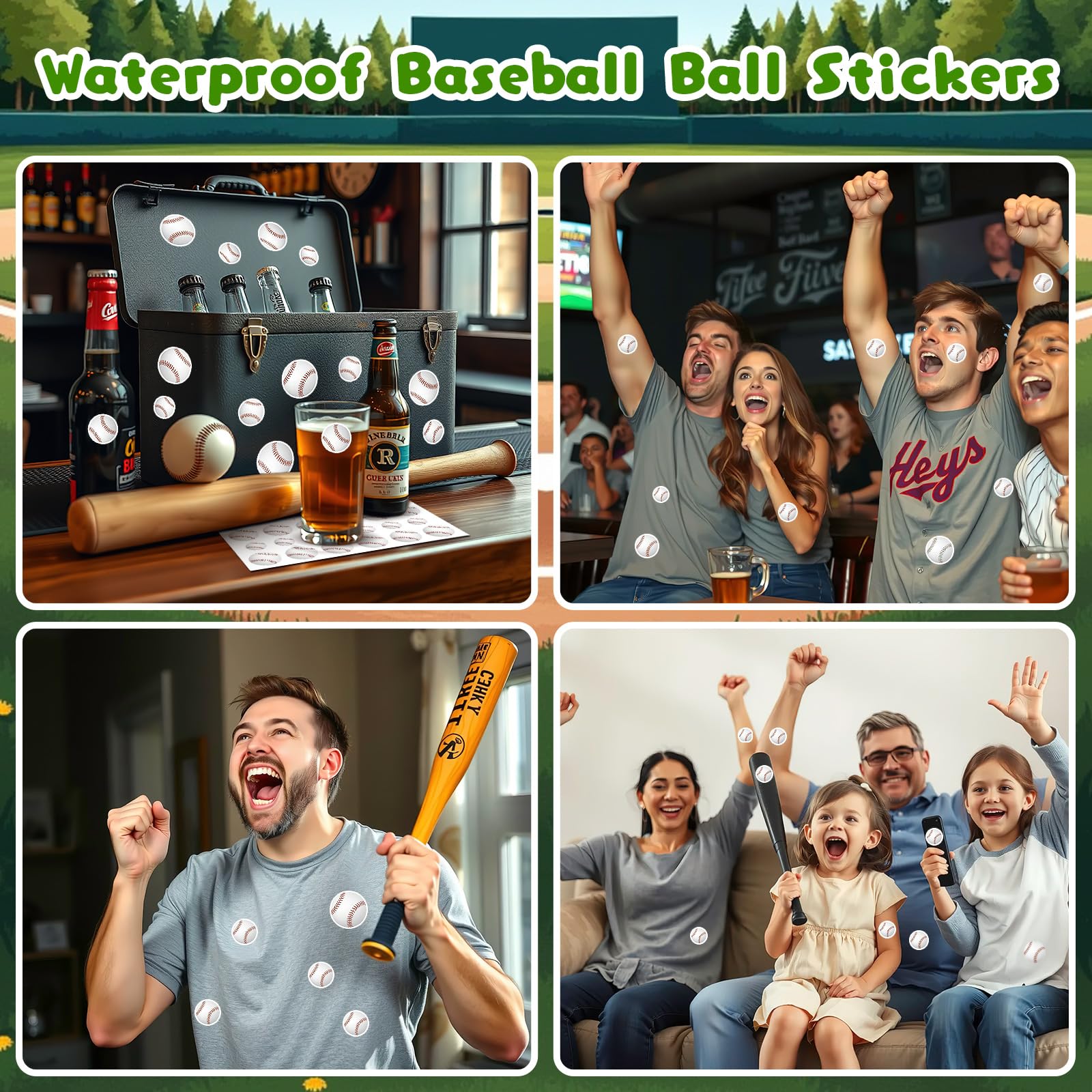 JULMELON baseball stickers ideal for gift packaging and party decor