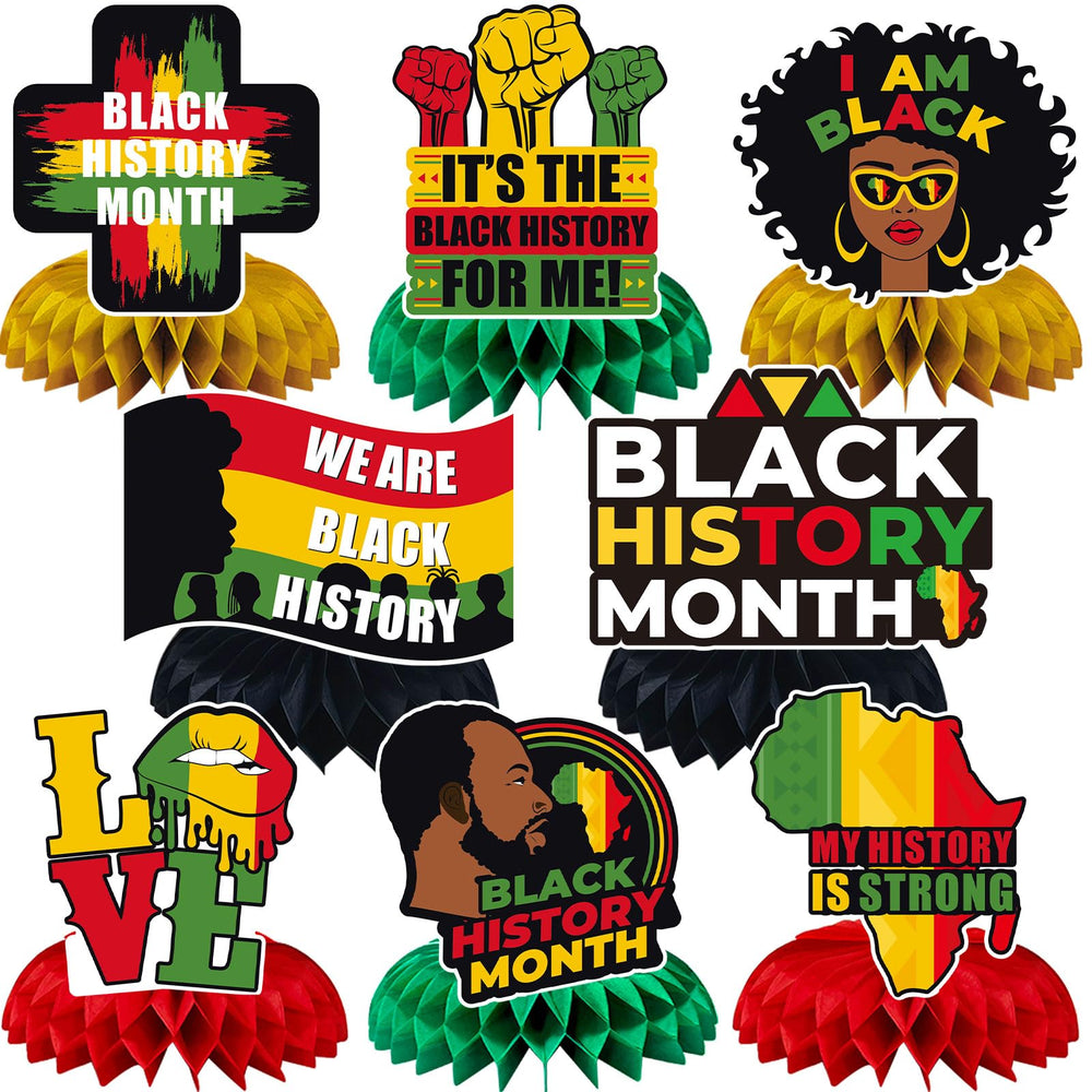 JULMELON BHM 3D centerpiece showing vibrant colors for Black History Month on tabletop