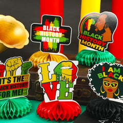 JULMELON BHM decor featuring African flags and maps for thematic ambiance