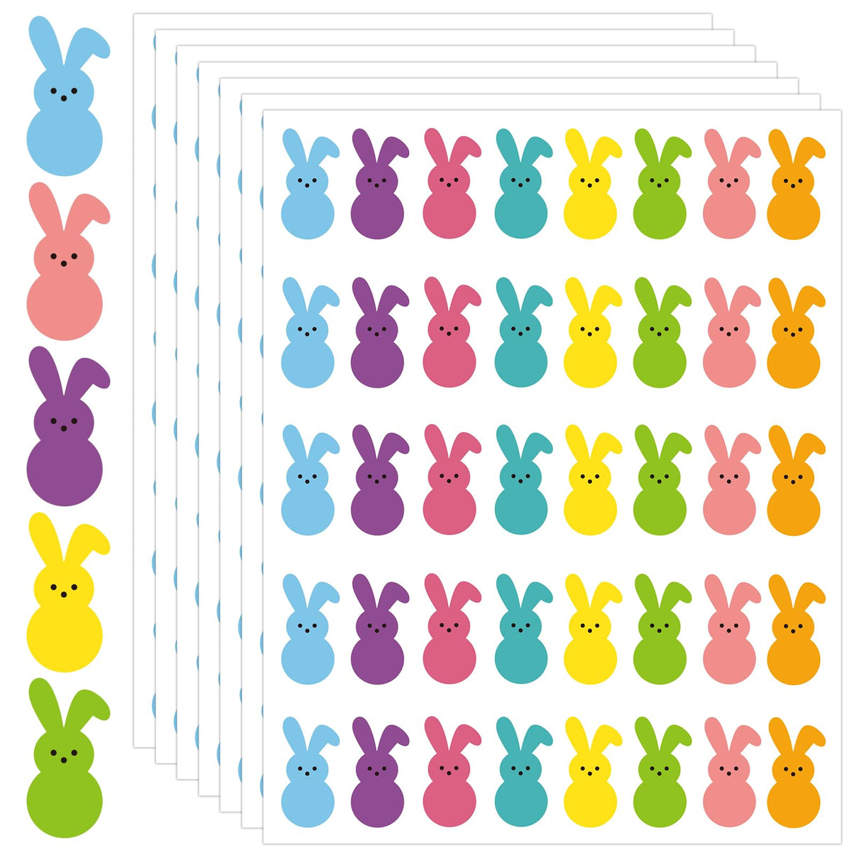 JULMELON 640-pcs Easter Bunny stickers for vibrant, easy-to-apply decor.