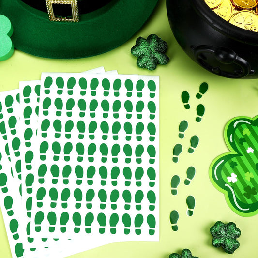 JULMELON green leprechaun footprints sheet detail for precise stamping patterns