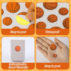 Julmelon basketball-themed stickers for balls create energetic game-day visuals.