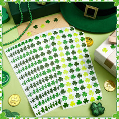 JULMELON mini shamrock stickers closeup highlights three green tones for festive projects