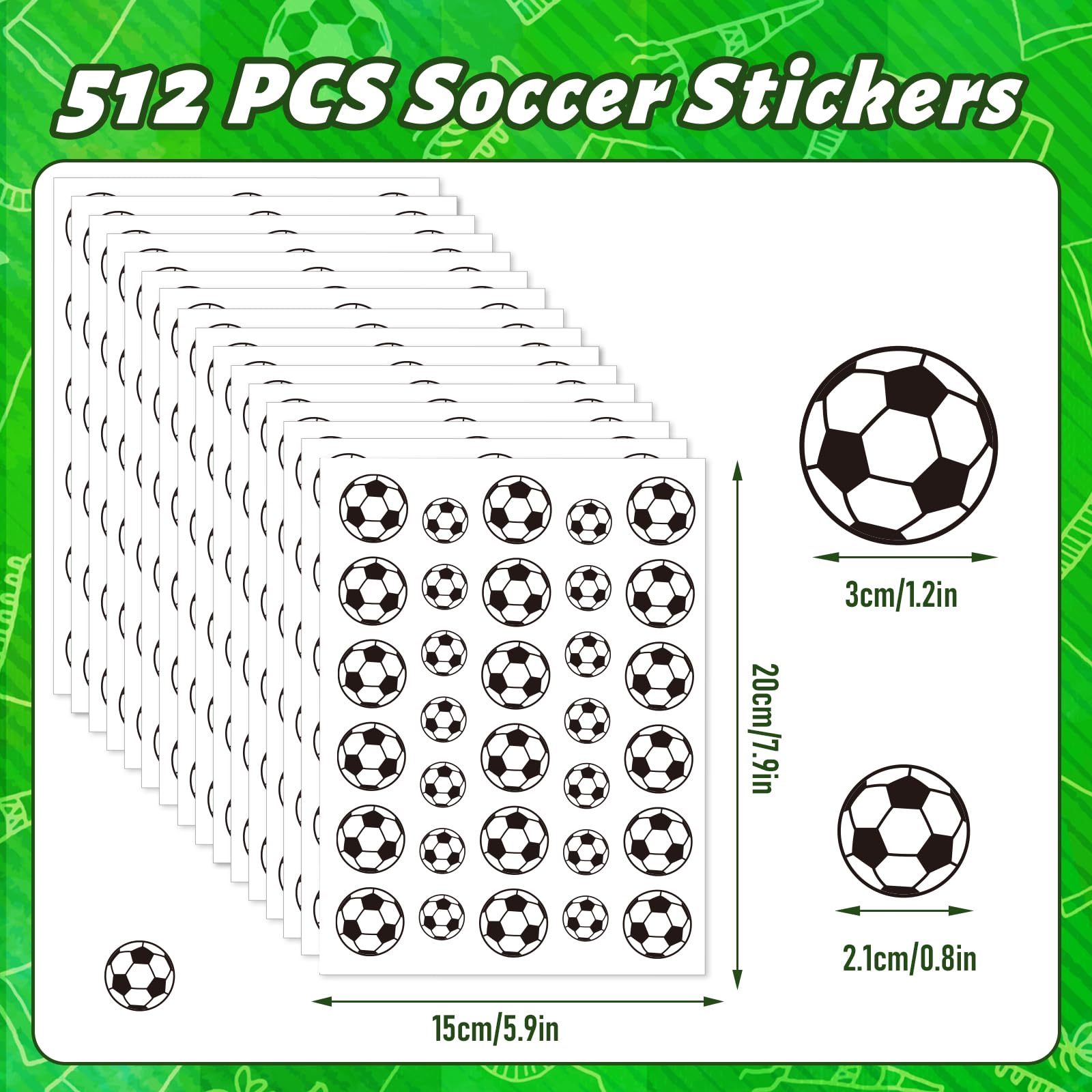 JULMELON soccer stickers in varied sizes for versatile decorating