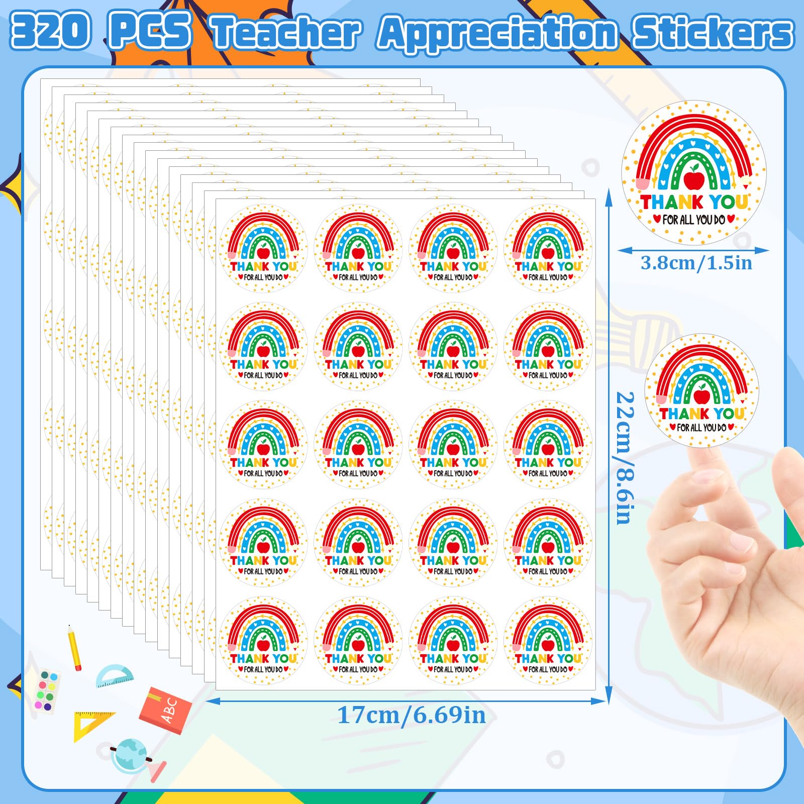 JULMELON teacher stickers with apple motif for cheerful card embellishment