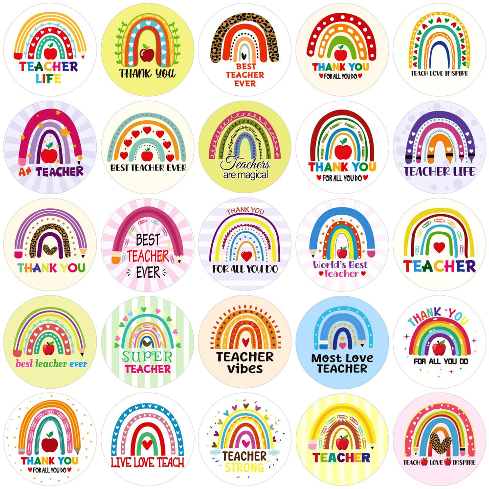 JULMELON rainbow round teacher sticker for envelopes and gift labeling