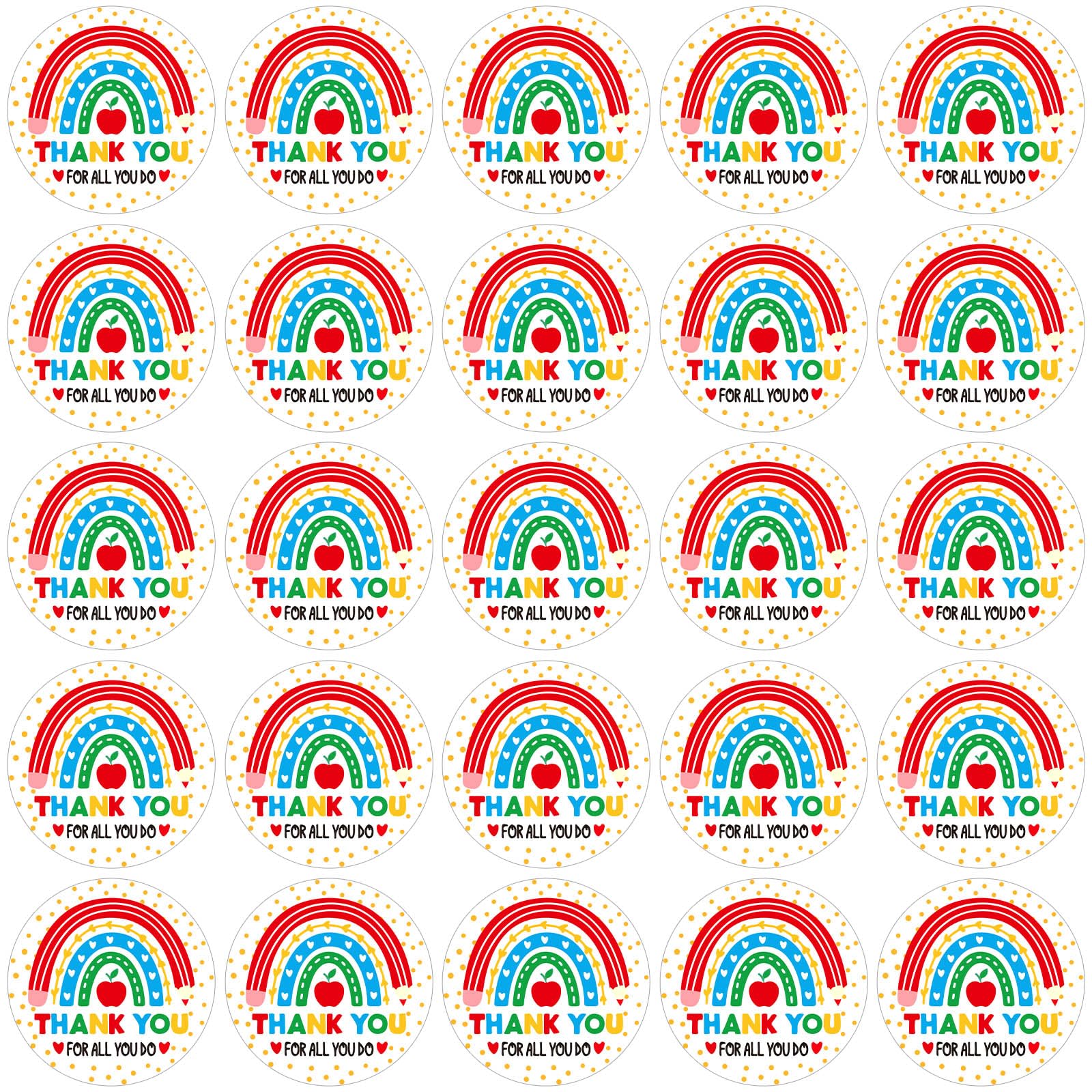 JULMELON teacher stickers rainbow round design for gift wrap decoration