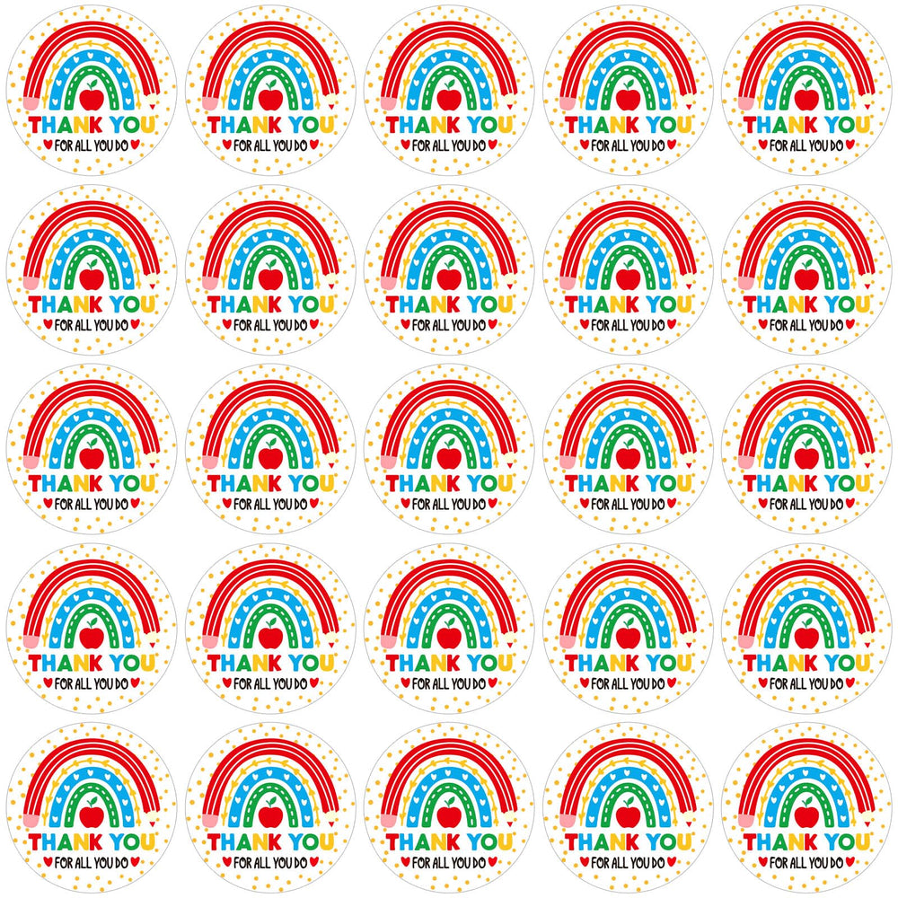 JULMELON teacher stickers rainbow round design for gift wrap decoration