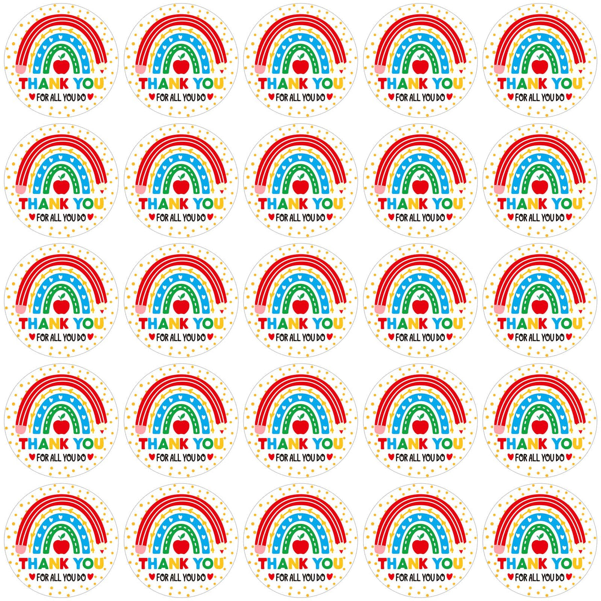 JULMELON teacher stickers rainbow round design for gift wrap decoration