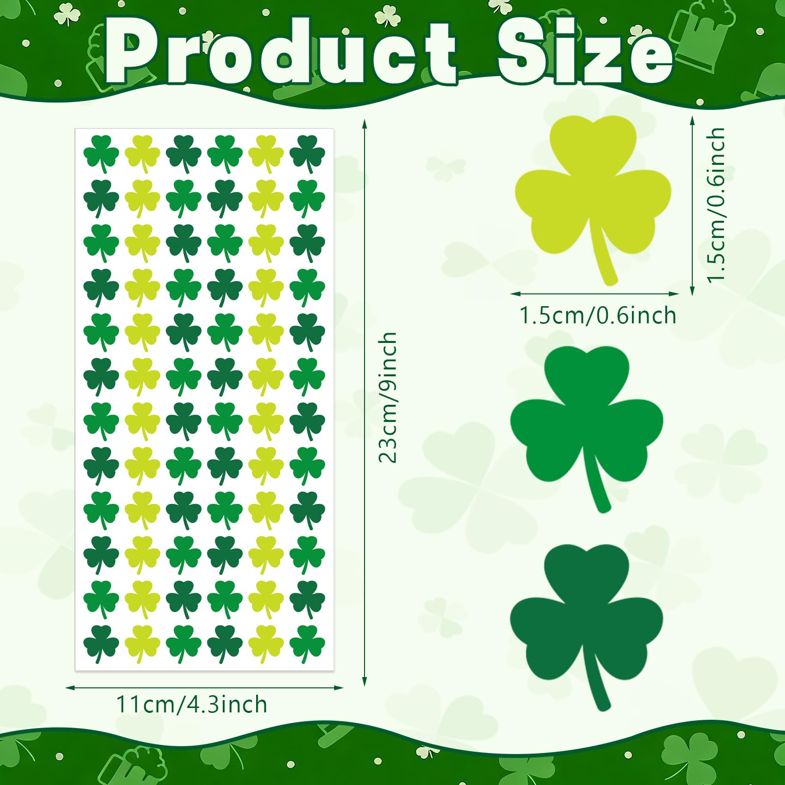 JULMELON three-shades-green shamrocks emphasize vivid colors for durable, spiffy decorations