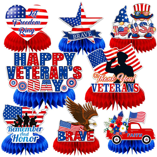 Julmelon Veterans Day honeycomb centerpiece assembly enhances table decor with a sturdy, reusable design.