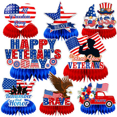 Julmelon Veterans Day honeycomb centerpiece assembly enhances table decor with a sturdy, reusable design.