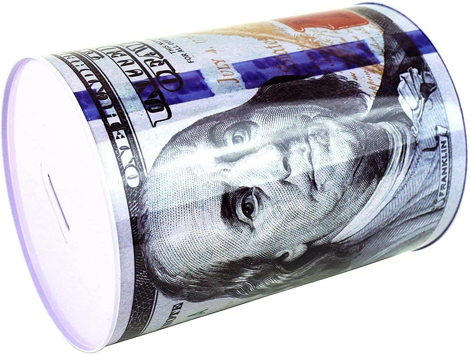 Julysgift dollar bill piggy bank warranty note reflects 90-day protection.