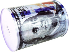 Julysgift dollar bill piggy bank warranty note reflects 90-day protection.