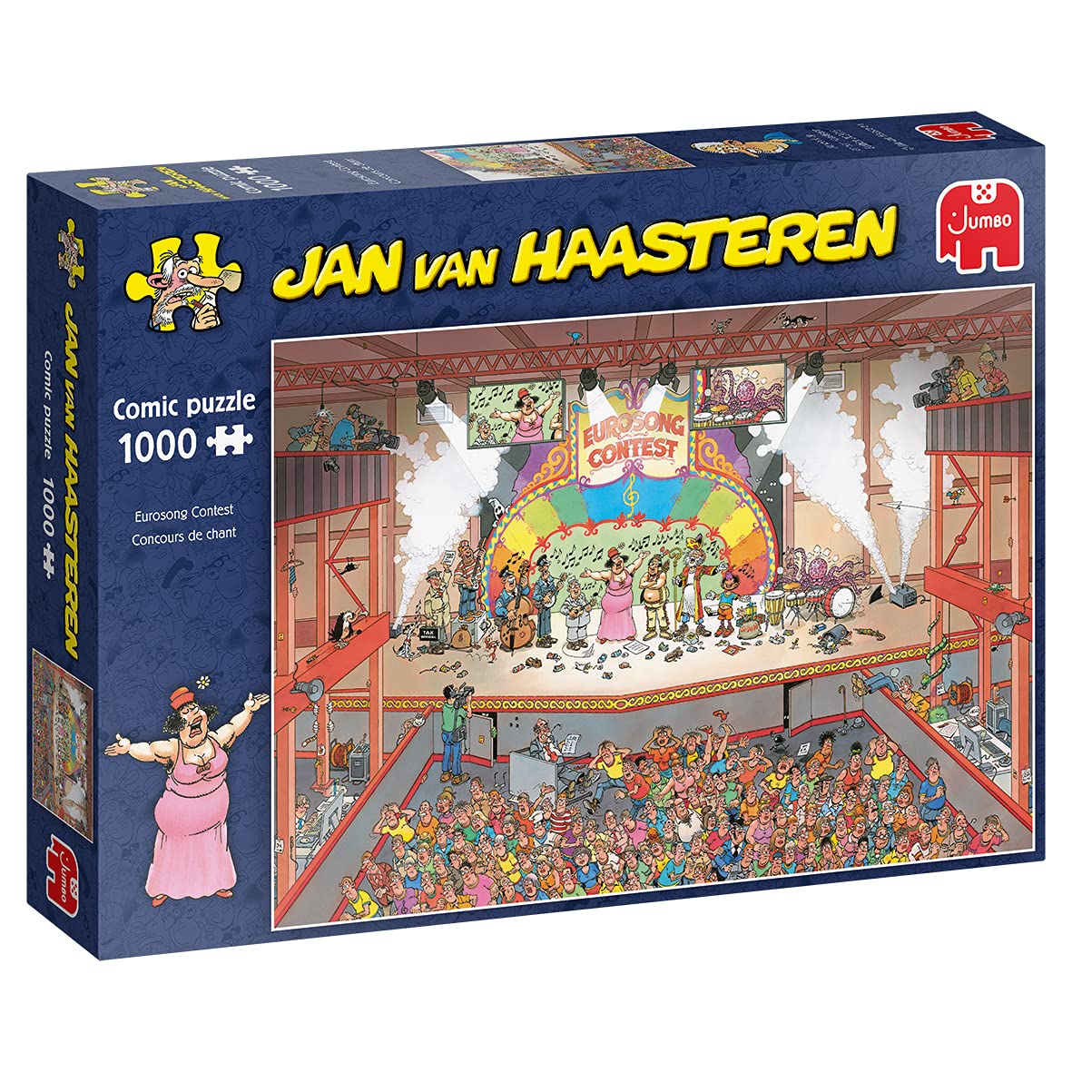 Jumbo Eurosong Contest puzzle box front, a humorous adult puzzle for cozy evenings.