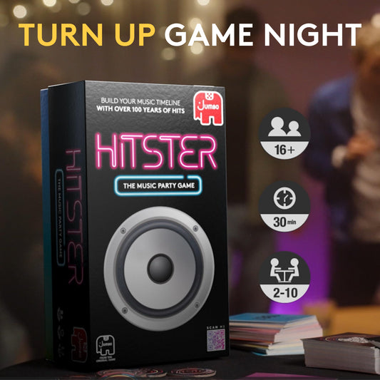 Jumbo Hitster 300+ hits card spread for nostalgic music moments