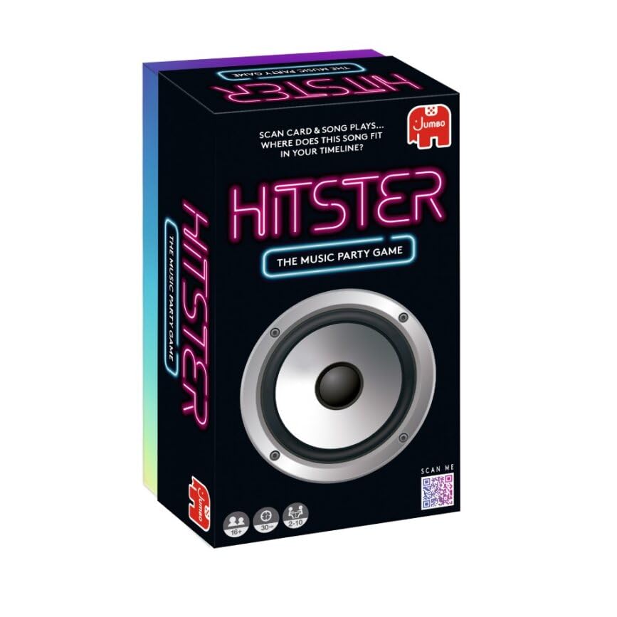 Jumbo Hitster packaging front showing a party-ready setup