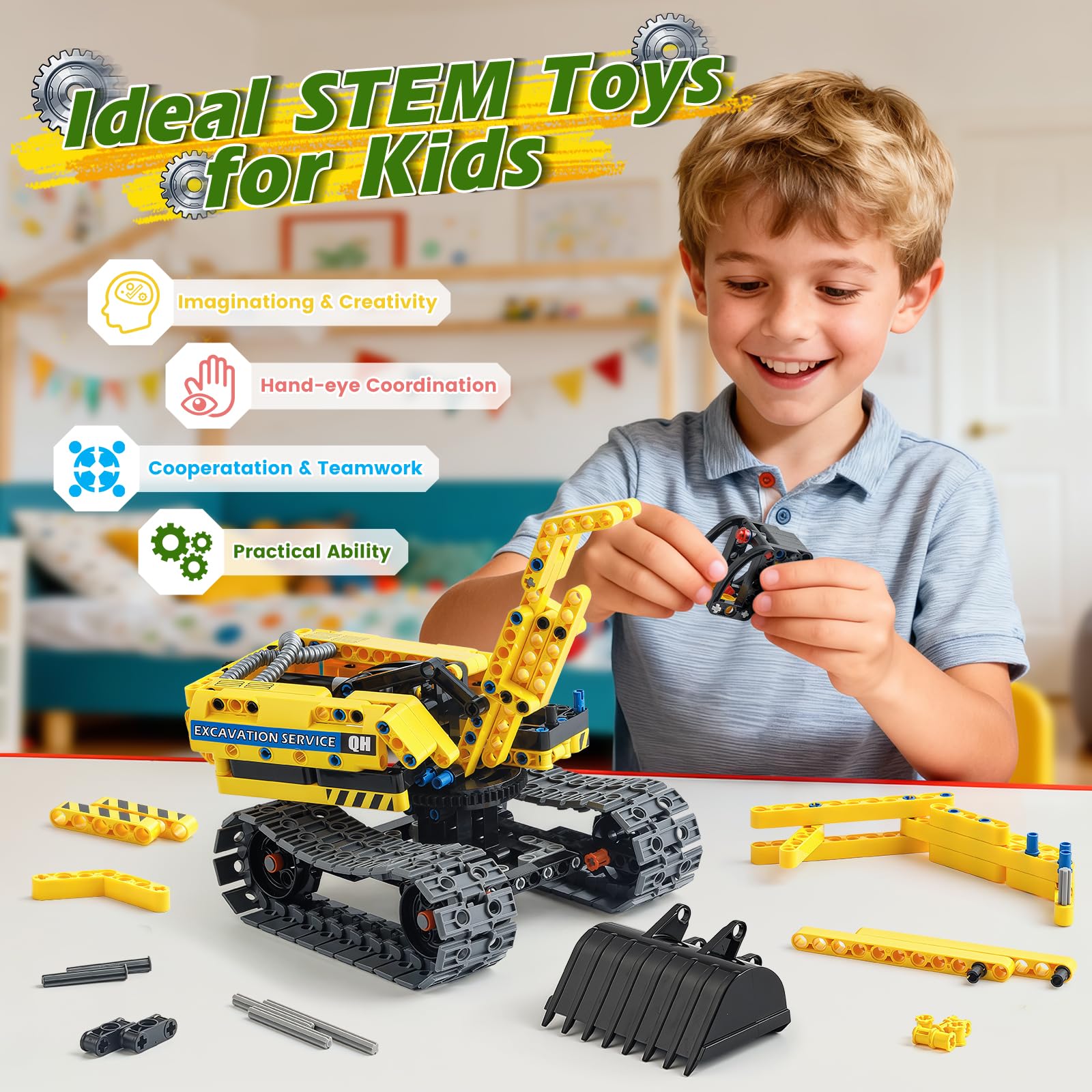 Jumlys safe ABS plastic and rubber tracks provide durable, stable play.