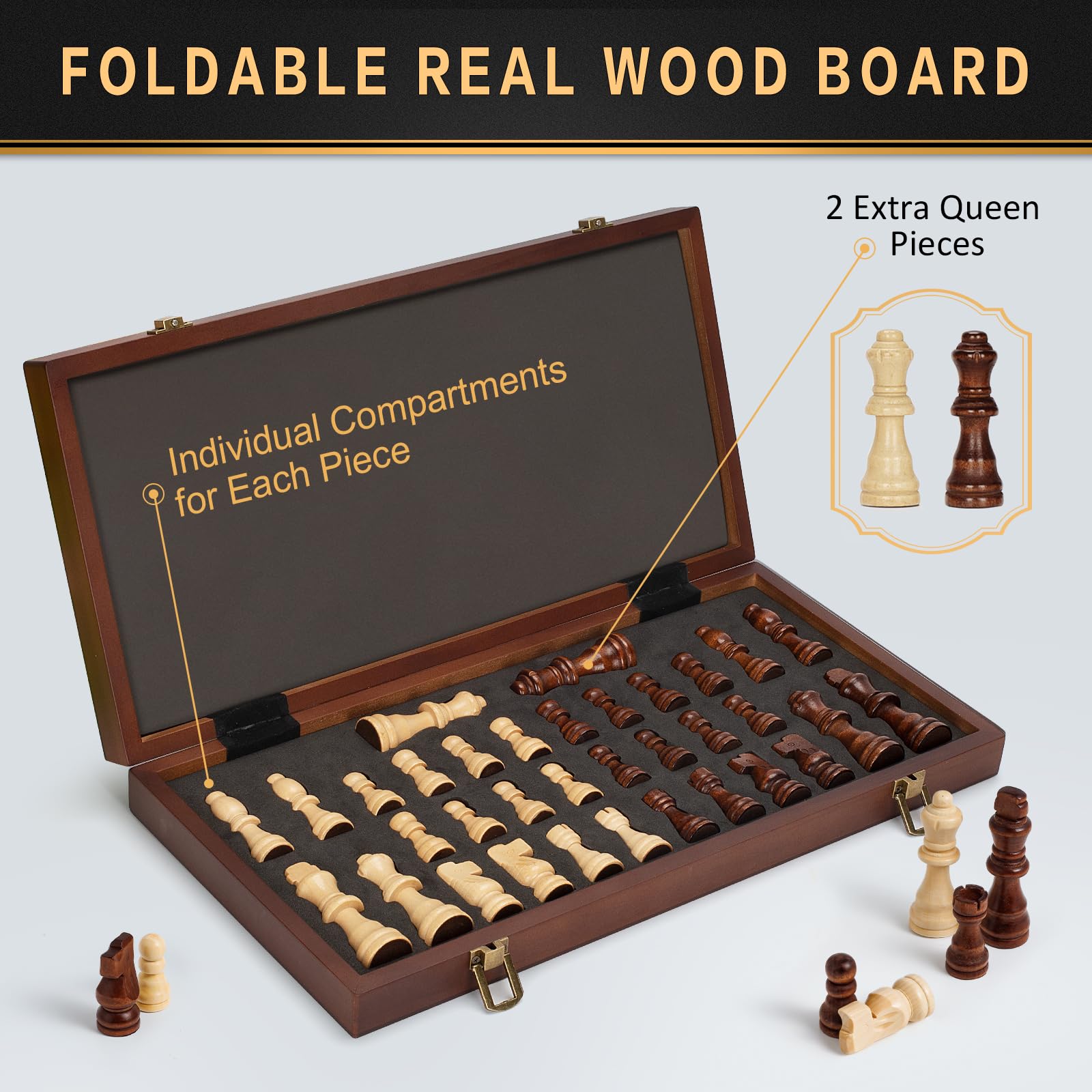 Jumlys folding chess board compact for easy transport