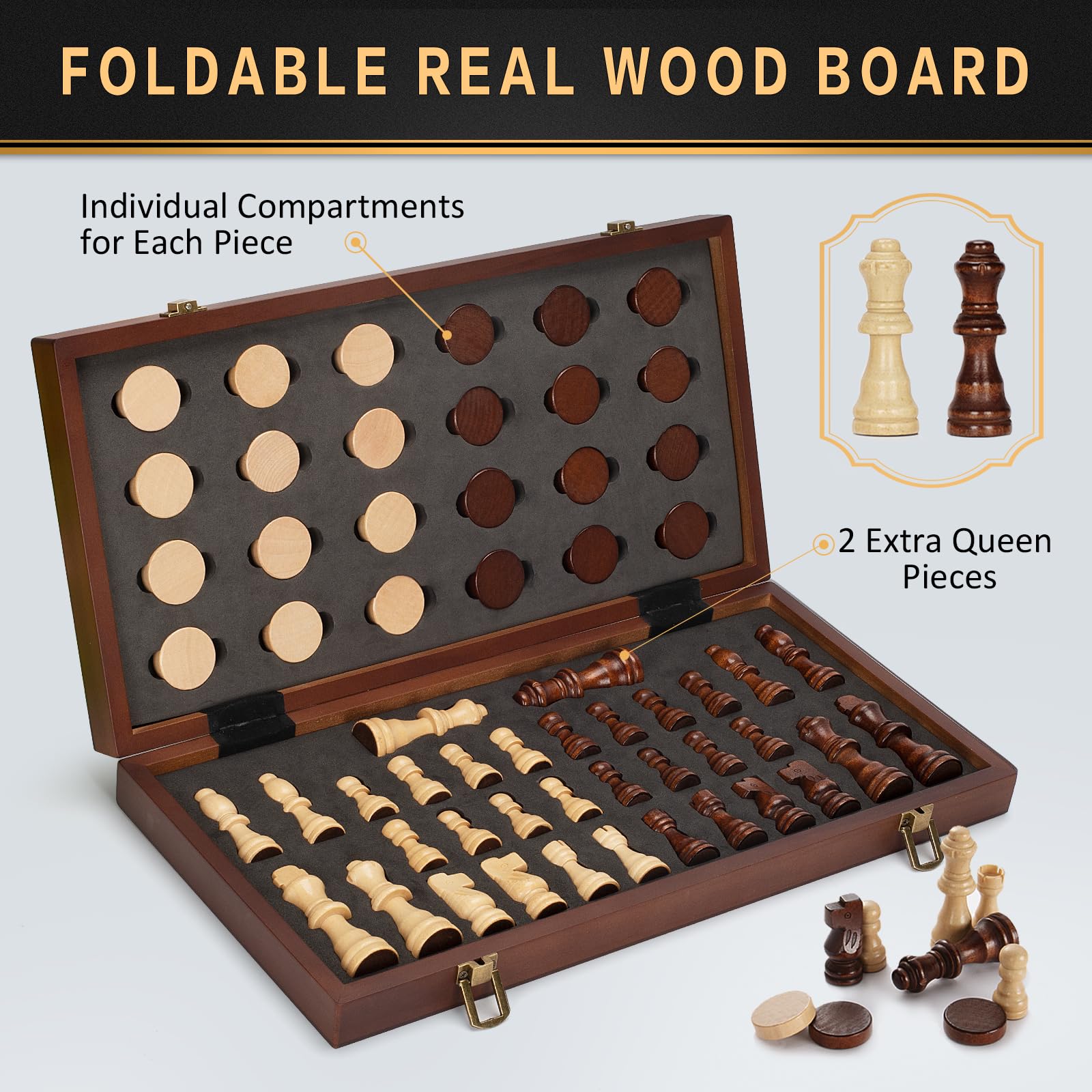 Jumlys magnetic board keeps pieces secured during travel.