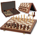 Jumlys magnetic wooden chess board folding for travel and quick setup