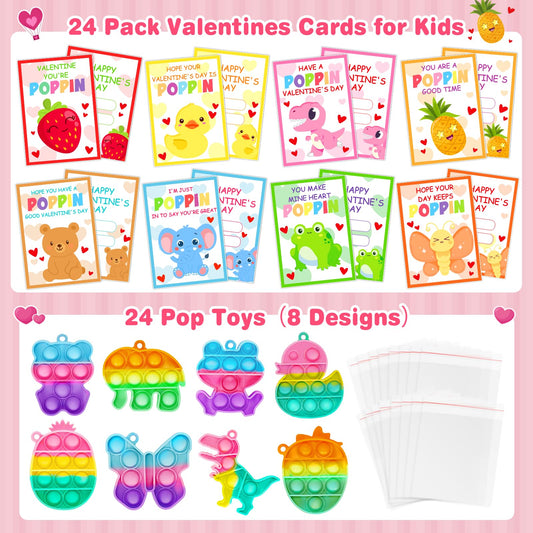 Jumlys pop fidget keychains with eight designs for kids' parties.