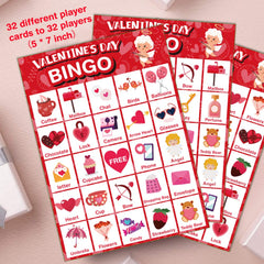 Jumlys Valentines bingo patterns with 36 festive designs.