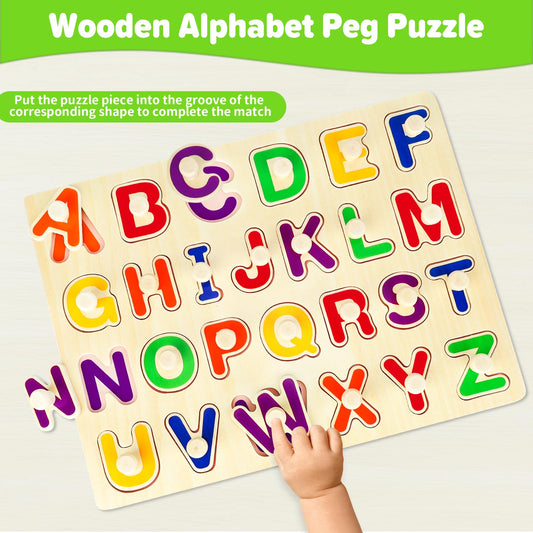 Jumlys wooden letter pieces in bright colors boost color awareness during play.