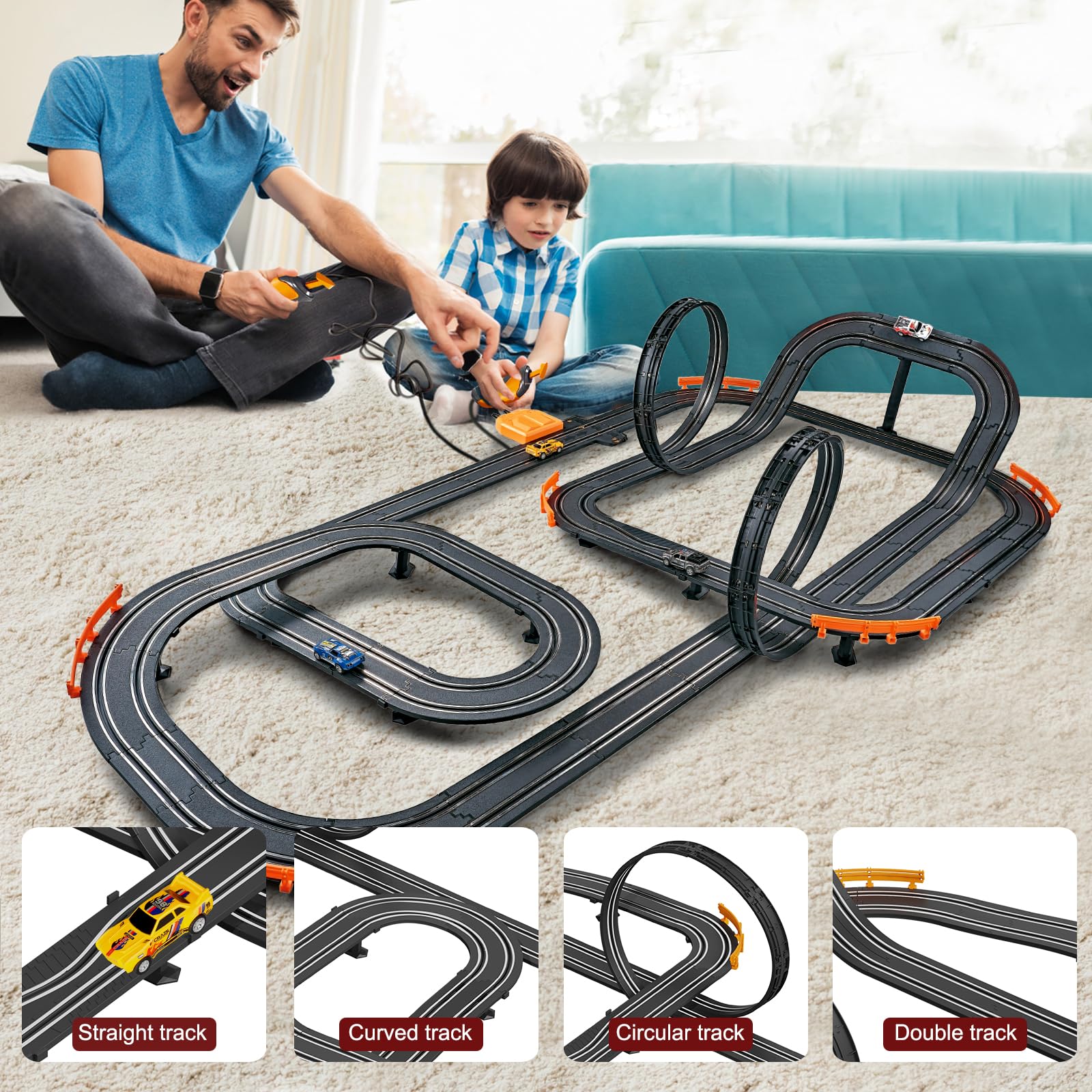 Jumplanma 1-64 scale cars racing on a realistic track.