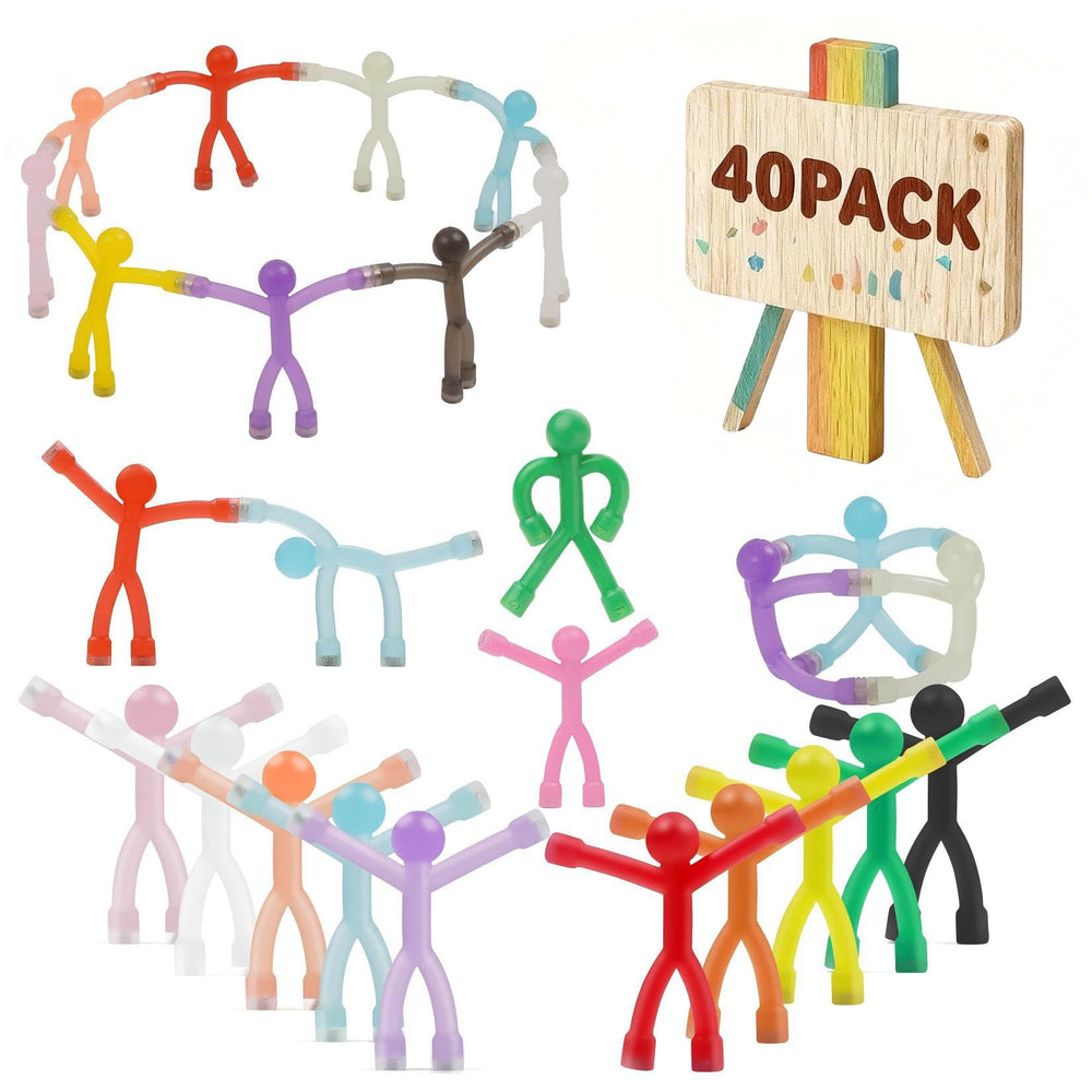 Junarter 40-pack magnetic people figures on fridge for colorful organization.