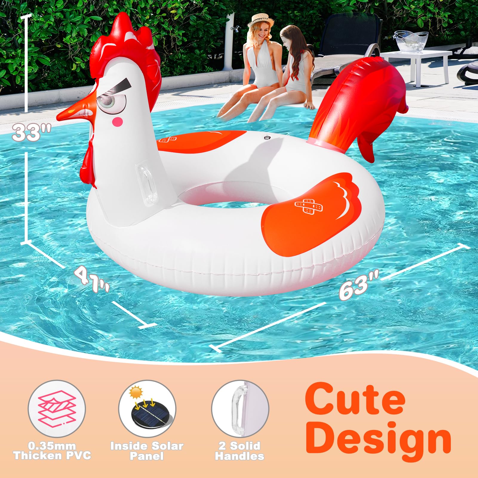 Junbig 63 x 33 x 44 inch float offers buoyant comfort.