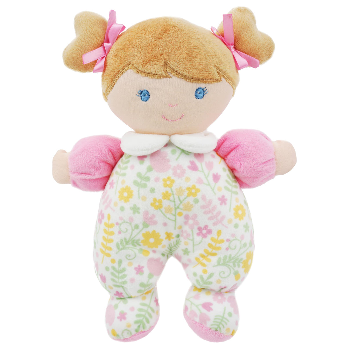 June Garden Blossom 9-Inch doll with embroidered face, ideal newborn snuggle companion.