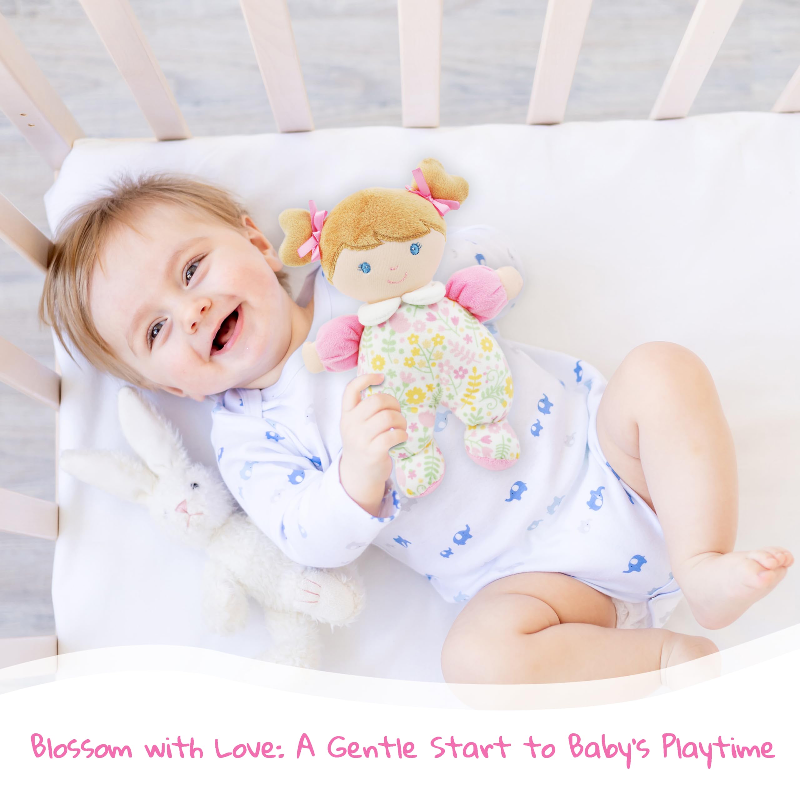 June Garden Blossom soft plush body offers a gentle, comforting tactile experience.