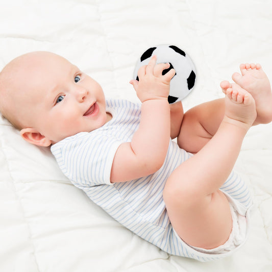 June Garden baby grip-friendly rattle ball encourages early motor skills