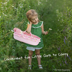 June Garden Cozy Dream Doll Bassinet includes safety buckle for secure transport.