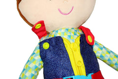 June Garden Dressy Friends Lucas buckle-detail demonstrates buckle practice to build finger dexterity