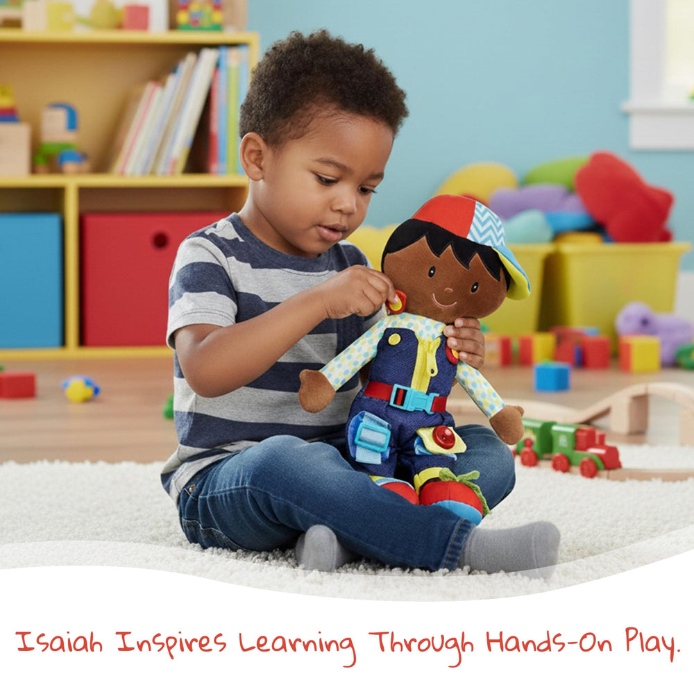 June Garden Dressy Friends Lucas laces-tie area encourages tying skills during play