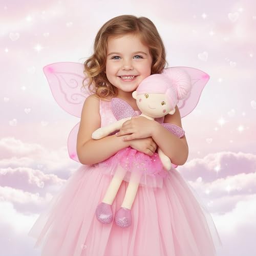 June Garden Elida pink-tulle-dress highlights a gentle, imaginative playtime companion.