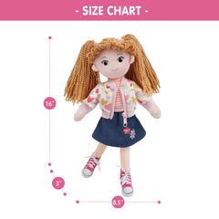 June Garden Gracie fits most 14-inch doll clothes for mix-and-match play.