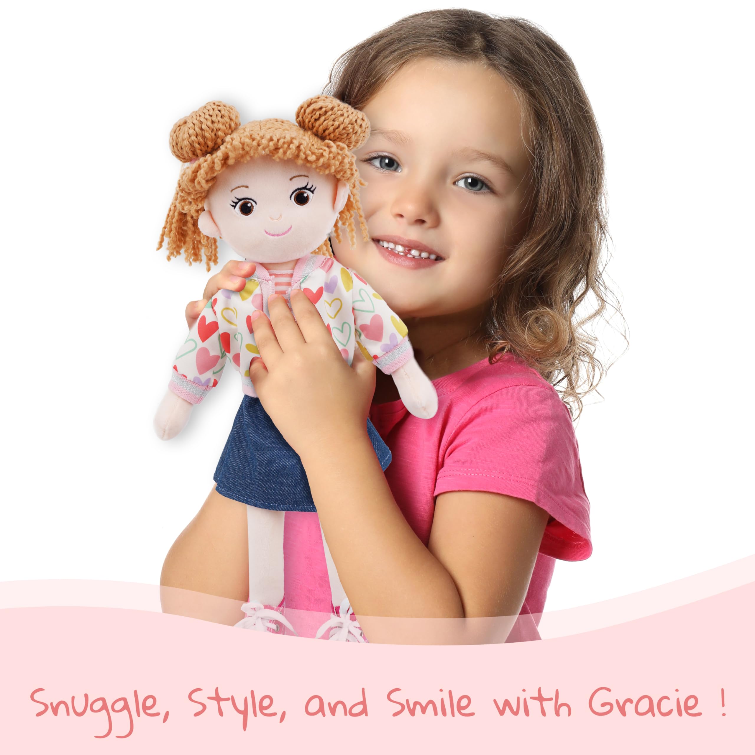 June Garden Gracie removable clothes jacket, easy dress-up and independent play.