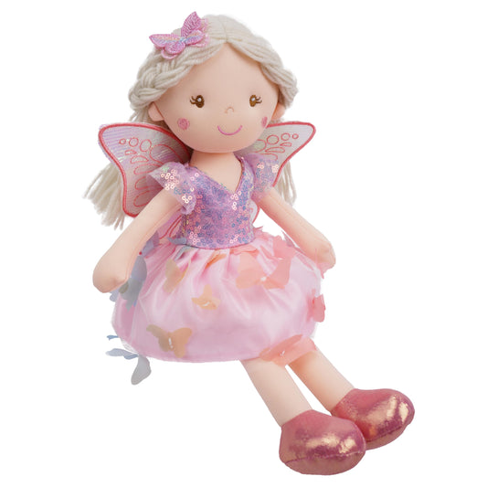 June Garden Lunabelle yarn hair adds soft texture for pretend styling.